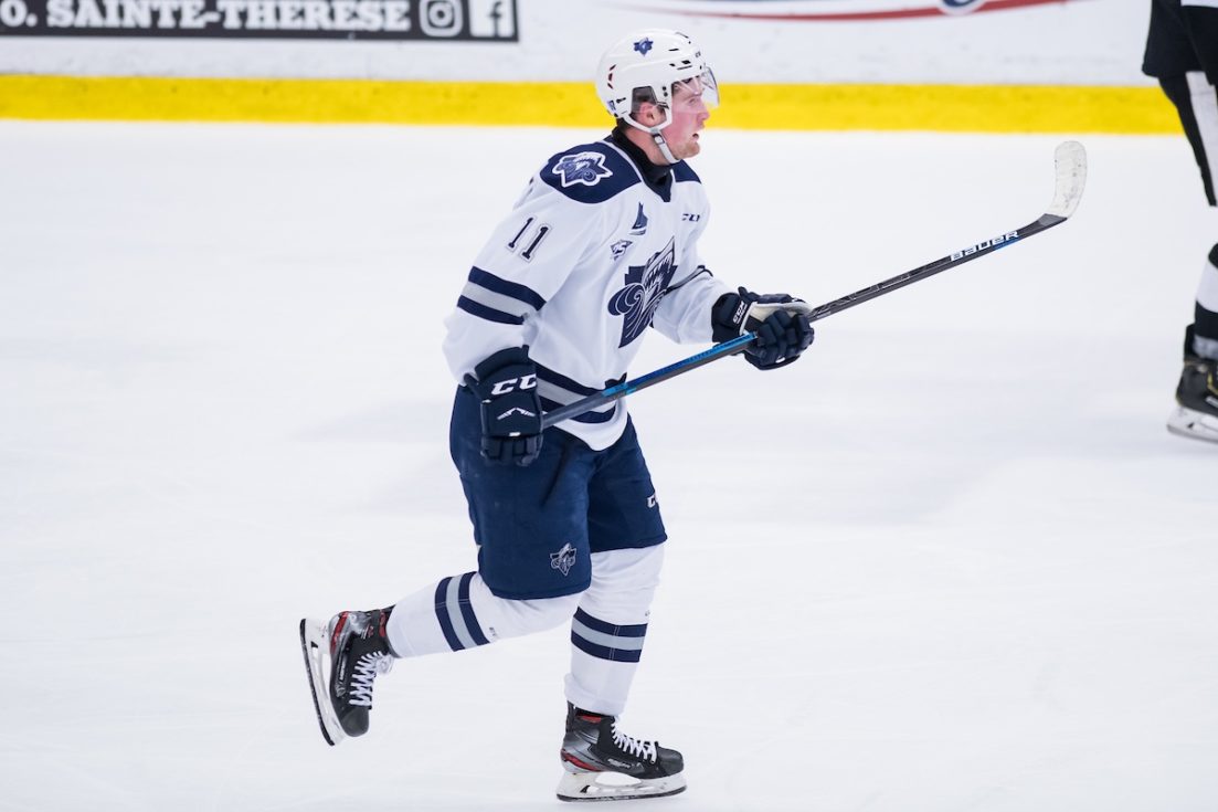 Lafrenière in action in a QMJHL game between the Rimouski Océanics and the Blainville-Boisbriand Armada on November 23, 2019, at the Bell Centre in Montreal, QC (Photo by Vincent Ethier/CHL)